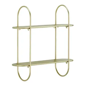 Coastal Anchor Wall <b>Shelf</b> Double Tier Wrought Iron Metal Storage Rack 33x15x85cm for Living Room - Product Image 5