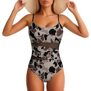 Maillot de bain bikini sexy haut de gamme pour femme, taille haute, imprimé animal, col en V, cordon de serrage, 1 pièce, service OEM personnalisable - Product Image 4