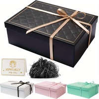 Boîte cadeau en carton pliable de haute qualité, couleur unie, avec couvercle et base, ruban inclus, en stock, logo personnalisé, faible MOQ