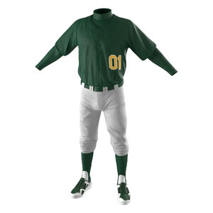 Ensemble uniforme de baseball pour hommes Oregon Ducks, maillot vert, pantalon blanc, manches courtes, boutons sur le devant, logo brodé - Product Image 3
