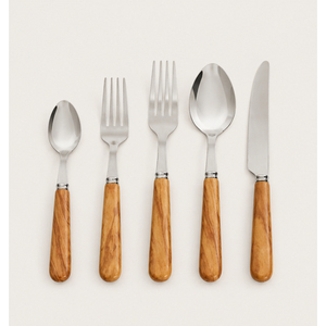 Ensemble de couverts en acier inoxydable de qualité supérieure, respectueux de l'environnement, avec manches en bois naturel, couteau, fourchette, cuillère, pour la maison, les mariages, les fêtes, les restaurants - Product Image 5