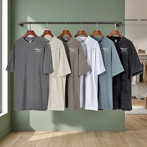 เสื้อยืดโอเวอร์ไซส์วินเทจผ้าคอตตอนถักเนื้อหนา 100% แขนสั้น คอกลม พิมพ์ลายดิจิตอลด้านหน้า พร้อมสกรีนโลโก้ตามสั่ง สำหรับผู้ชาย - Product Image 3