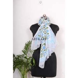 Pareo de Algodón Bohemio Hecho a Mano para Mujer, Estampado con Bloques, para Usar como Cubrebañador y Ropa de Verano para la Playa - Product Image 4