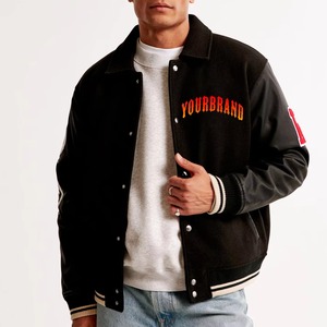 Hot Selling Men's Oversized Varsity Jacket Canvas <b>Waterproof</b> <b>Winter</b> <b>Coat</b> with Front Embroidered Logo Custom Baseball <b>Coat</b> 2027 - Product Image 1