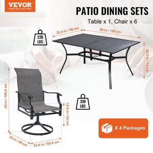 Set da Pranzo da Esterno in Ferro a 7 Pezzi per Tutte le Stagioni, con Sedie Girevoli e Tavolo da Giardino - Eleganti Set da Giardino - Product Image 2