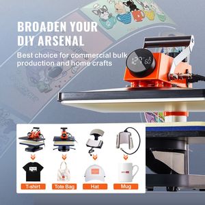 Stampante Digitale 5 in 1 per Sublimazione su T-shirt e Vinile, Macchina Termopressa a Braccio Girevole 12x15 pollici a Riscaldamento Rapido 110V per Tazze e Penne - Product Image 1