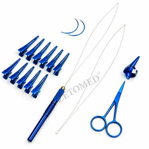 Professional <b>Hair</b> Extension Tool Kit with Pliers Scissors <b>Clips</b> and Threading Tools for Salon Use | <b>Blue</b> Finish - Product Image 5