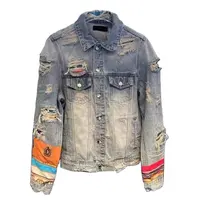 Jaqueta jeans masculina de algodão, para motocicleta, elegante, roupa casual, 100% algodão, lavada, estilo rua, impressão personalizada, para homens