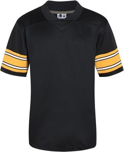 Maillot blanc à col en V et manches courtes pour hommes, avec manches rayées rouge et jaune, en polyester respirant, vêtements pour adultes - Product Image 2