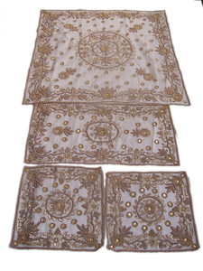 Organza & Net 4-Piece Embroidered Floral Handmade Square <b>Table</b> <b>Cover</b> Set Elegant Sheer Linen for Home Hotel & Wedding Decor - Product Image 5