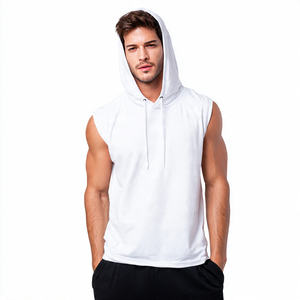 Sudadera sin mangas con capucha para hombre, para gimnasio, ejercicio, estampada, de otoño, de forro polar, transpirable, de corte regular. - Product Image 3