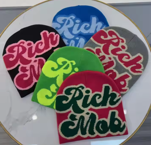 Alta calidad personalizado invierno cálido unisex todo estampado acrílico tejido con puños Y2K gorro sombreros de invierno Skull Cap gorros para hombres W - Product Image 1