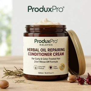 ProduxPro Malaysia Herbal Oil Repairing <b>Conditioner</b> Cream for Curly <b>Color</b> Treated 2-in-1 Rinse-Off Formula Top Rated Private - Product Image 2