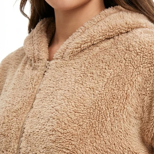 Veste zippée en toile respirante de haute qualité pour femmes, doublée de polaire, veste d'hiver entièrement zippée - Product Image 3