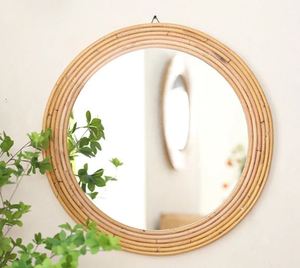 Miroir mural rond en rotin tressé à la main style bohème, miroir décoratif en osier, miroir suspendu en jonc de mer naturel, accent de décoration intérieure - Product Image 5