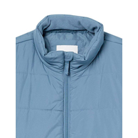 Gilet matelassé sans manches pour homme, bleu, col montant, fermeture éclair intégrale, décontracté, couleur unie, velours, grande taille, respirant, pour l'automne