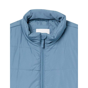 Gilet matelassé sans manches pour homme, bleu, col montant, fermeture éclair intégrale, décontracté, couleur unie, velours, grande taille, respirant, pour l'automne - Product Image 4