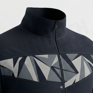 Ensemble de survêtement pour homme à imprimé géométrique, sweat-shirt et pantalon sportifs à fermeture éclair intégrale, respirant, en polyester, coupe classique, pour l'automne - Product Image 4