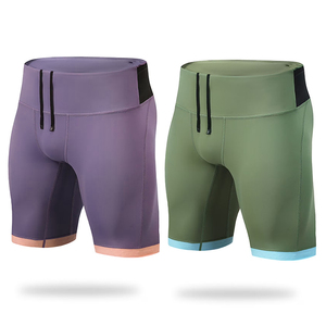 High Waist Olive Green Compression <b>Shorts</b> <b>Spandex</b> Nylon Quick Dry Elastic Waist Sporty Knitted Gym <b>Shorts</b> - Product Image 3