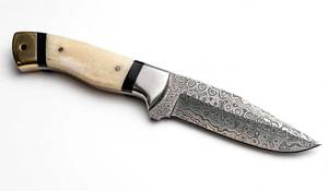Premium drop <b>profile</b> damascus steel Outdoor Heavy Utility <b>Tool</b> with Bone Handle and steel bolster - Product Image 4