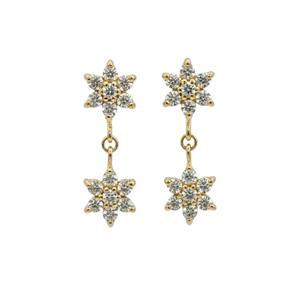 Boucles d'oreilles pendantes en or 14 carats avec diamants de laboratoire en grappe de 0,56 ct, motif étoile florale, pour femme, bijoux minimalistes élégants pour soirée - Product Image 2