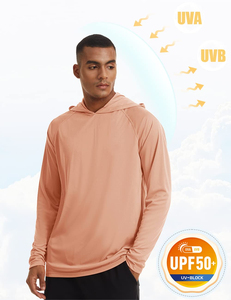 T-shirts de pêche à manches longues pour hommes, protection solaire UPF 50+, couleur unie, à capuche, performance athlétique, anti-UV - Product Image 4