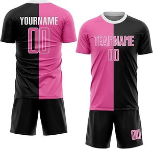 Conjunto de Camiseta de Fútbol Sublimada Personalizada para Hombre, Diseño Geométrico Negro y Rojo, Absorbe la Humedad, Manga Corta, Ajuste Atlético, Nombre del Equipo 00 - Product Image 2