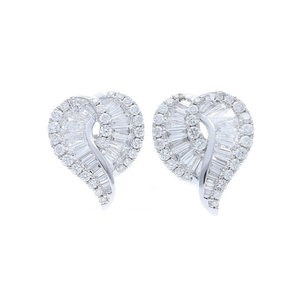 1.46 CARAT 14kt White Gold Diamond Leaf Stud <b>Earrings</b> - Product Image 2