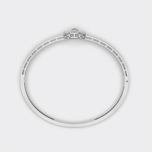 IGI Certified Lab Grown Diamond Emerald Cut Halo Bracelet in 9K Yellow / White & Rose Gold Double Row Pave Designer Bangle - Product Image 4