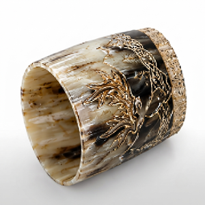 Vaso de cuerno de búfalo ecológico hecho a mano |   Talla artesanal de asta de ciervo con escena forestal, motivo de ciervo grabado naturalmente, REHMAN CRAFT - Product Image 5