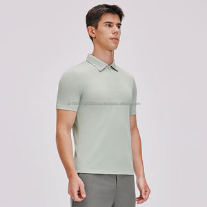 Polos personnalisés à logo uni, haute qualité, extensible dans les 4 sens, ourlet tombant, fermeture éclair, polos de luxe à manches courtes pour hommes - Product Image 1