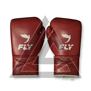 Factory Manufacture Custom Made Red Fly Boxing <b>Gloves</b> 100% Original Leather Professional Pro Punching Fly Boxing <b>Gloves</b> - Product Image 3