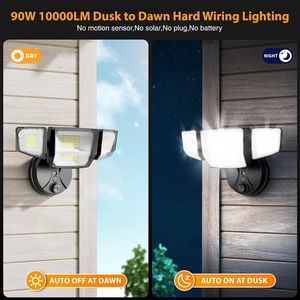 Faro di Sicurezza LED Nero Impermeabile IP66 da 90W con Fotocellula per Esterni, Illuminazione Crepuscolare e Proiettore da 10000lm 6500K - Product Image 4