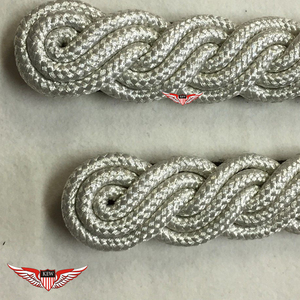 KEW Epaulettes Silver Silk <b>Braided</b> Black Back Mylar Thread Eco-Friendly Vintage Embroidered Customizable Luxury <b>Accessory</b> - Product Image 2
