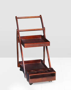Chariot de bar en bois massif Royal Patron Brown, chariot de service vintage Heritage Patron, chariot de service moderne Elite Patron, origine Rajasthan - Product Image 3