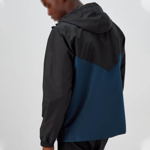 Chaqueta Deportiva con Capucha para Hombre, Diseño Color Block Negro y Azul, Cierre de Cremallera, Estilo Casual, Poliéster, Ropa de Otoño - Product Image 2