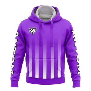 Sudadera con Capucha Personalizada con Rayas Moradas, Impresión por Sublimación, Sudadera de Felpa para Equipo, Hombre y Mujer, OEM, Venta al Por Mayor Directa de Fábrica - Product Image 1
