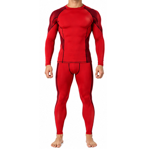 Ensemble de survêtement de compression personnalisé pour hommes – Haut de fitness à manches longues et collants à séchage rapide, haute élasticité, idéal pour la course, la gym et l'entraînement - Product Image 1