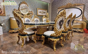 Juego de Comedor de Madera de Teca Tradicional de Lujo, Altamente Elaborado, para 12 Personas, Pulido Rojo Dorado, Tamaño Personalizable - Product Image 4