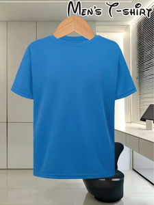 New Arrival High Quality 100% Polyester Jersey Knitted Eco-Friendly Breathable Quick Dry O-Neck Regular Fit Casual Men's Solid - Product Image 2