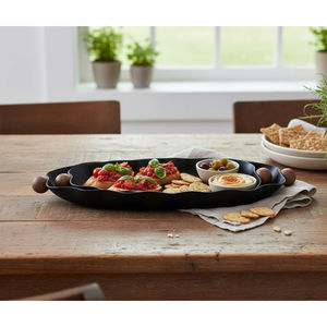 Bandeja de Servicio de Metal Negro Premium, Suministro Directo de Fábrica, Plato para Servir Alimentos, para Restaurante y Vajilla de Mesa para el Hogar - Product Image 1