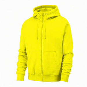 Custom <b>Yellow</b> <b>Men</b> Full Zip <b>Hoodie</b> Front Pocket Drawstring Hood Fleece Sweatshirt Wholesale Streetwear Apparel Supply Bulk B2B - Product Image 1