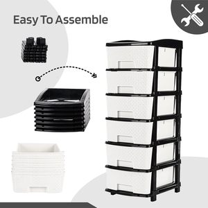 Boîtes de rangement en plastique empilables à 6 niveaux avec couvercles, organisateur de vêtements blanc pour placard, étagère de rangement pour cuisine - Product Image 5