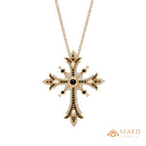 Gold Plated Iced Out Black <b>Gothic</b> Cross Moissanite Pendant Charm Luxury Hip Hop Unisex Necklace Statement Jewelry Fashion - Product Image 1