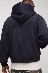 Sudadera con Capucha de Alta Calidad, 100% Algodón, Unisex, Otoñal, Talla Grande, con Cierre, Forro Polar, Logotipo Personalizado, Ecológica - Product Image 3