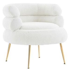 Sillón de interior FCH Beige Teddy Fleece con pedales Silla cómoda para sala de estar - Product Image 6