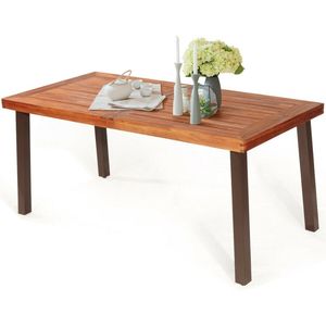 <b>Rustic</b> Outdoor <b>Dining</b> <b>Table</b> Rectangular Acacia <b>Wood</b> Furniture Weather-Resistant and Stylish - Product Image 2