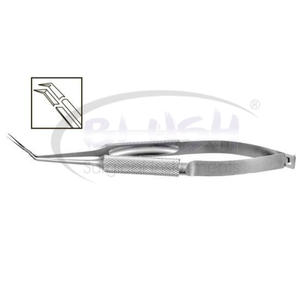 Inamura Capsulorhexis Forceps Angled w/ Marks 1.8mm Incision Stainless Steel (1) Ophthalmic <b>Instrument</b> By Blush <b>Surgical</b> - Product Image 2