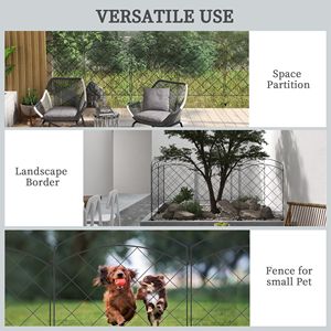 Lot de 4 panneaux de clôture de jardin en acier inoxydable, 11,4' de longueur x 43' de hauteur, barrière anti-animaux, bordure décorative pour la cour - Product Image 6
