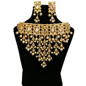 Indian Classic Women's Choker Wedding Engagement Anniversary Party Green Traditional Crystal Kundan Faux Pearl Alloy Gold <b>Gift</b> - Product Image 1